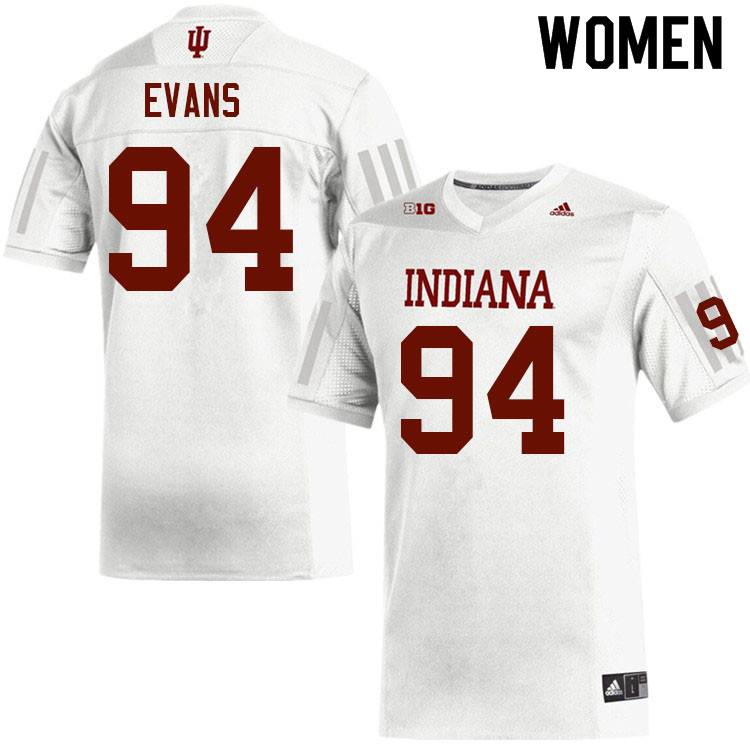 Women #94 James Evans Indiana Hoosiers College Football Jerseys Sale-White Jersey